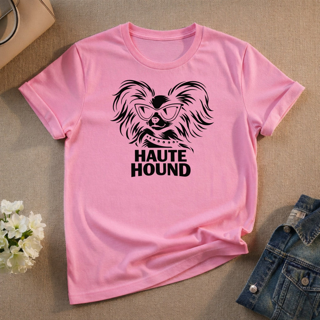 Haute Hound Graphic Print Pink T-shirt for Dog Lovers
