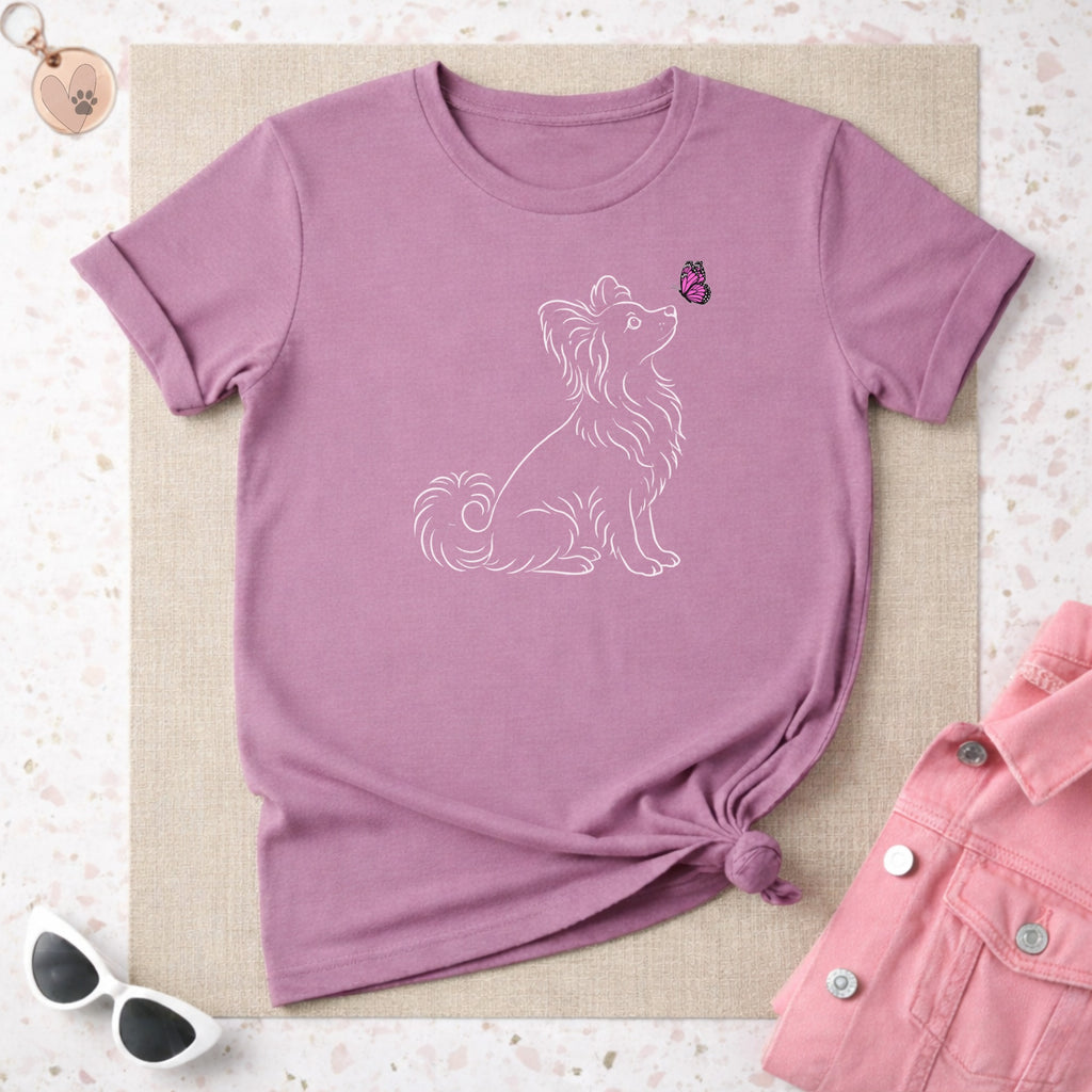 Adorable Dog and Butterfly Graphic Tee Top Product