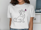 Adorable Dog and Butterfly Graphic T-Shirt Design