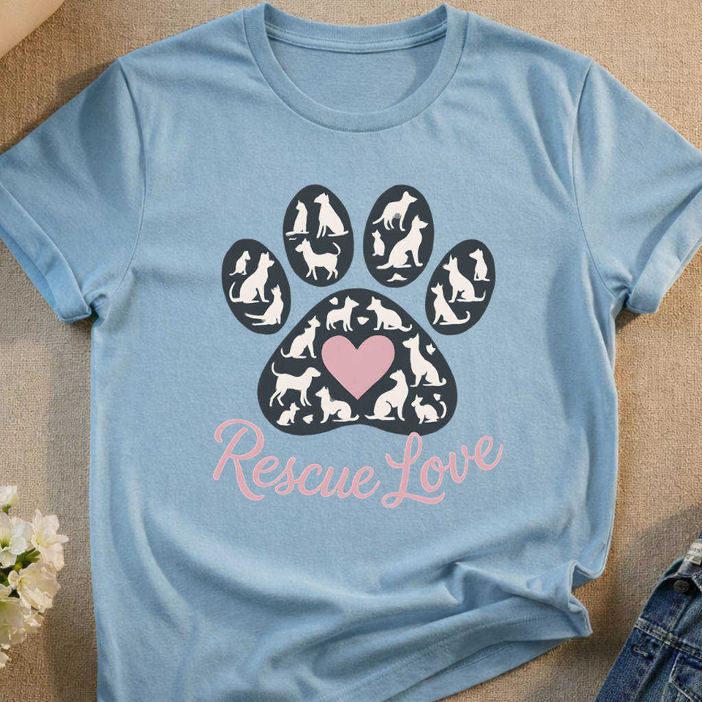 Rescue Love Paw Print T-Shirt