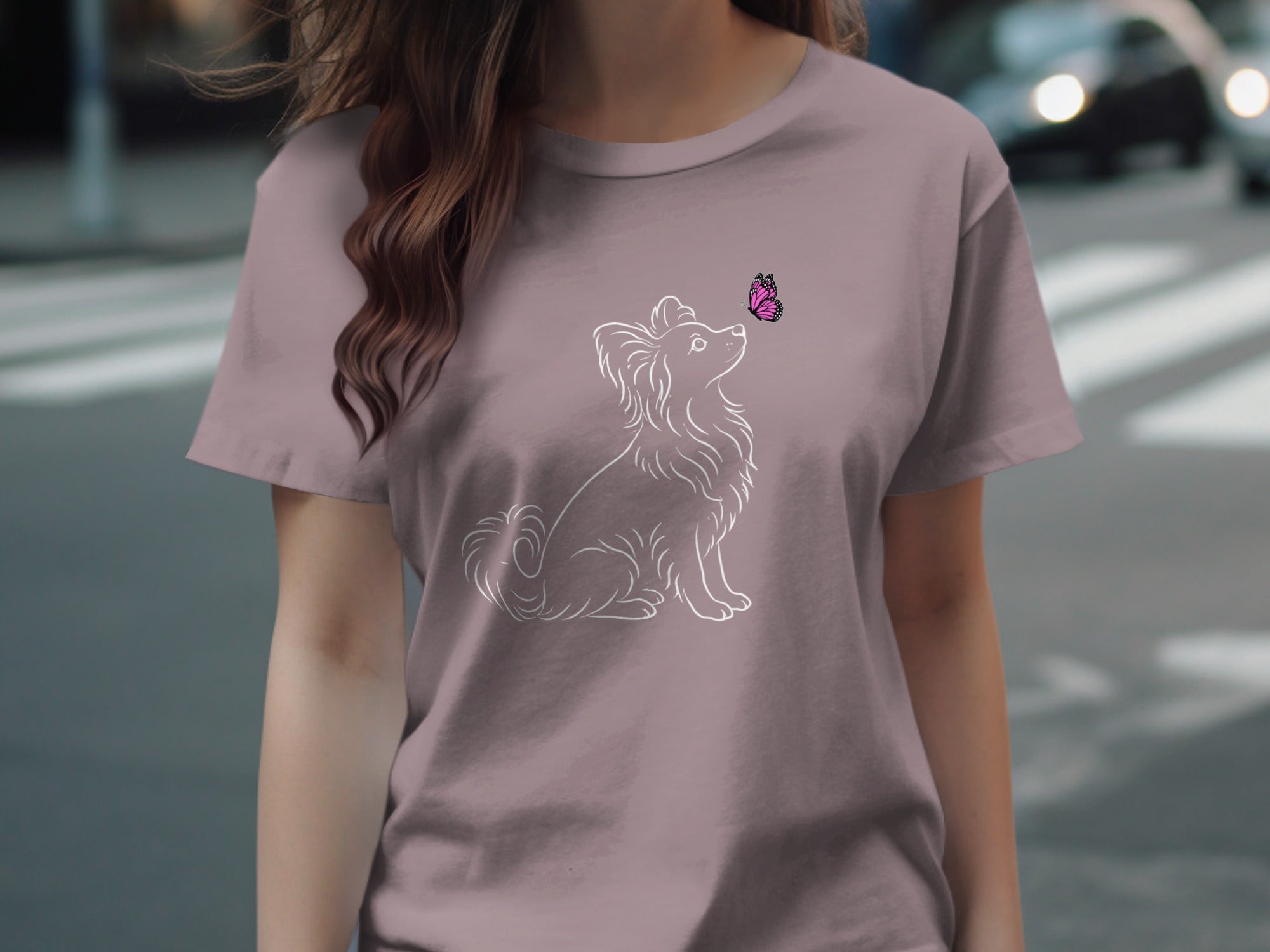 Adorable Puppy and Butterfly Graphic Tee Shirt