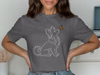 Adorable Dog and Butterfly Graphic Tee Shirt
