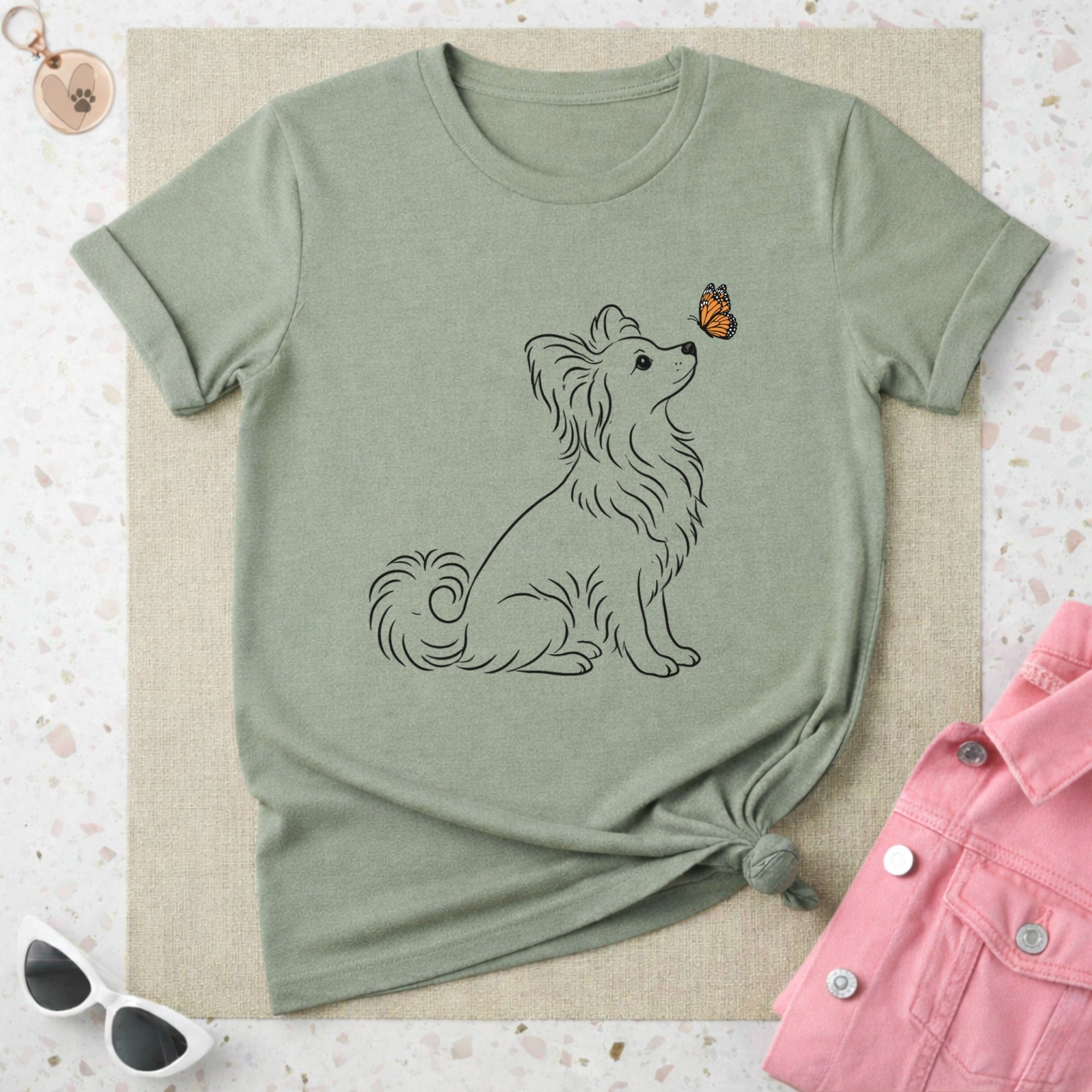 Cute Dog and Butterfly Graphic T-Shirt for Pet Lovers