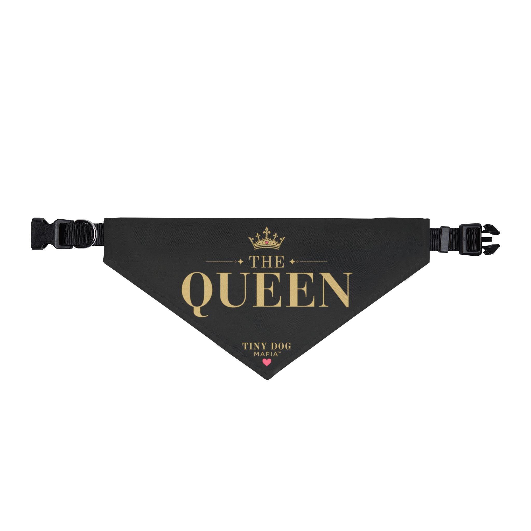 👑  The Queen – Tiny Dog Mafia™ Identity Bandana | Clip-On Pet Bandana