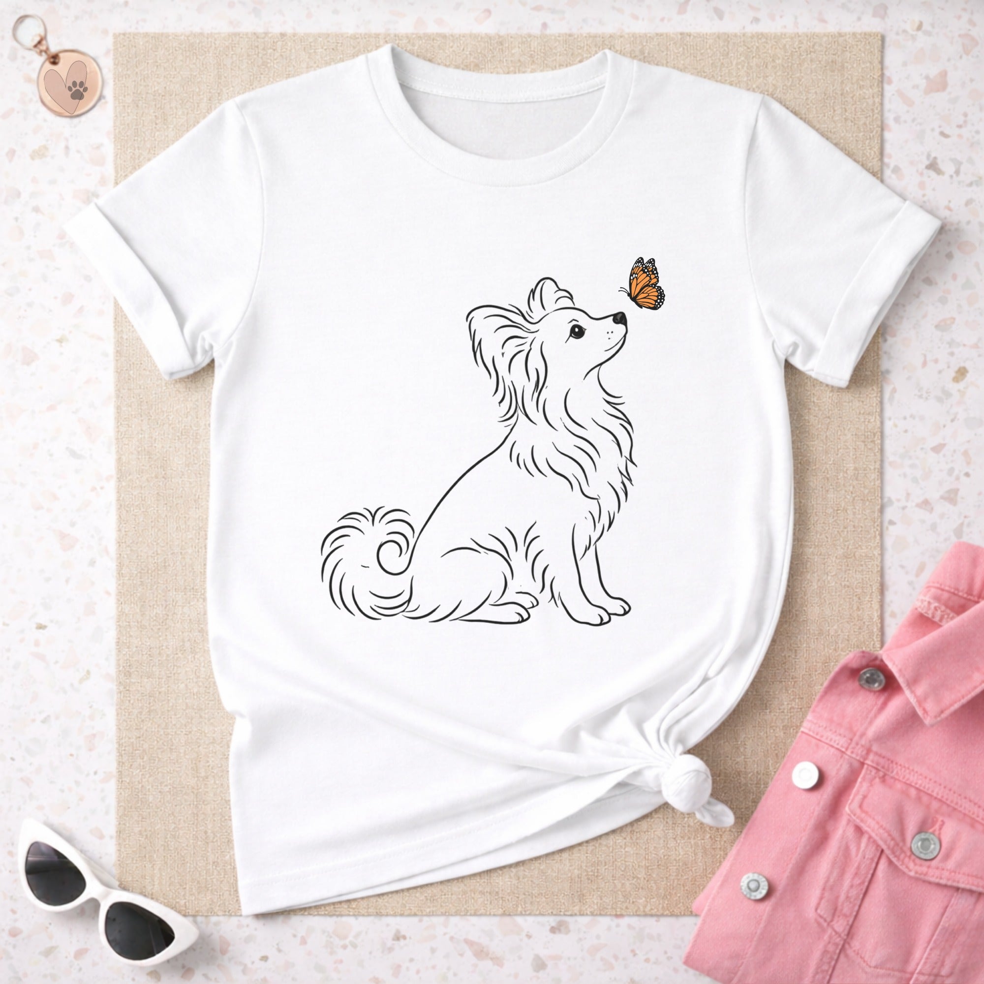 Cute Dog with Butterfly Design T-shirt for Pet Lovers