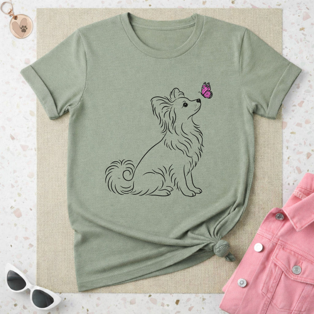 Cute Pomeranian With Pink Butterfly Graphic Shirt