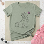 Cute Pomeranian With Pink Butterfly Graphic Shirt