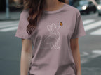 Cute Dog and Butterfly Graphic Casual T-Shirt for Women