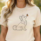 Adorable Dog and Butterfly Graphic Tee Shirt