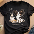 Coffee & Papillons Club Cute Papillon Dog Design T-shirt