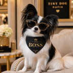 👑 The Boss – Tiny Dog Mafia™ Identity Bandana | Clip-On Pet Bandana
