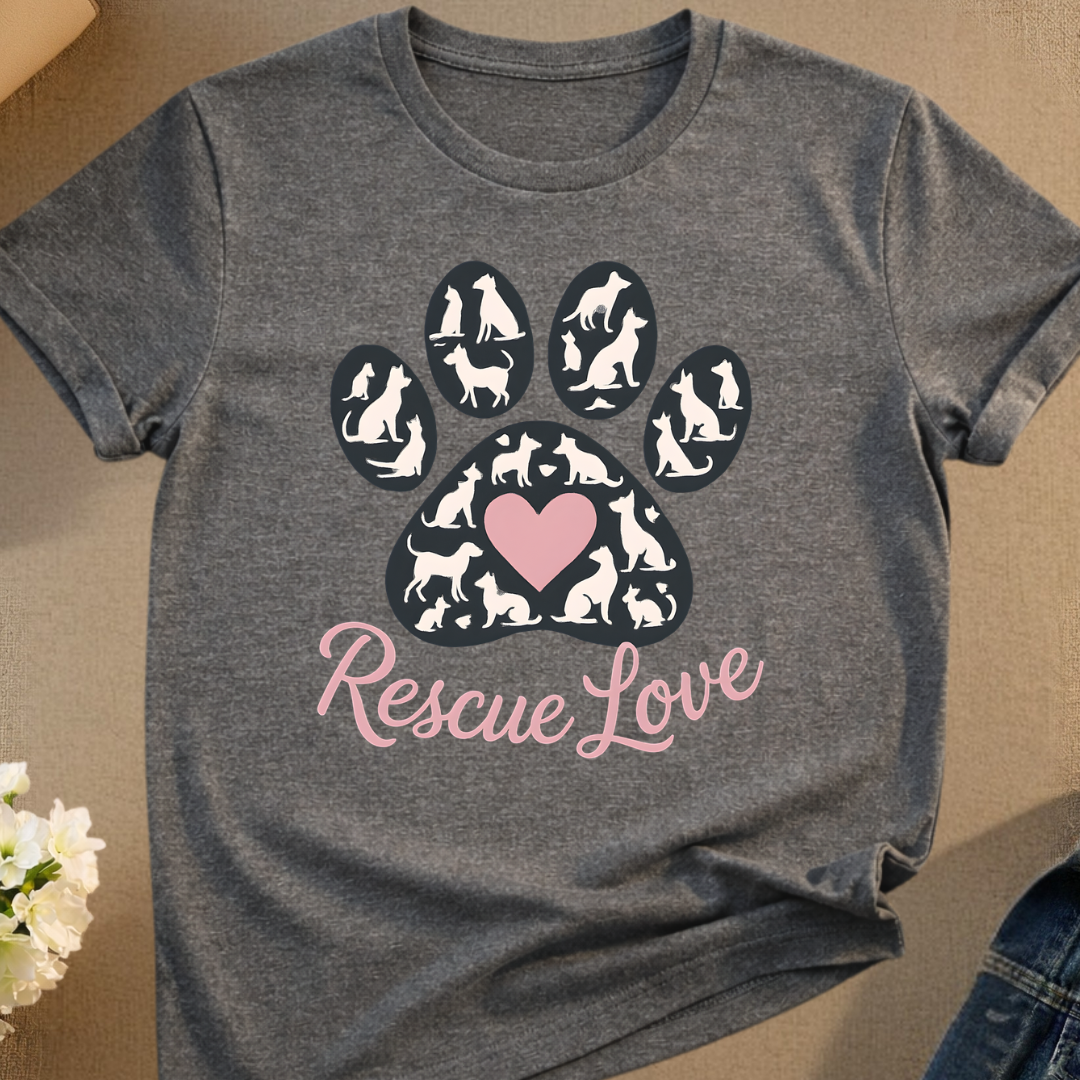 Rescue Love Paw Print T-Shirt