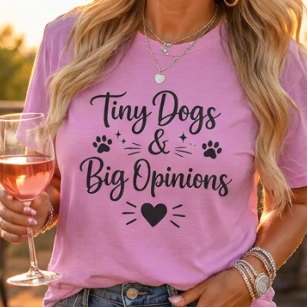 Tiny Dog & Big Opinions (Script) T-Shirt