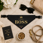 👑 The Boss – Tiny Dog Mafia™ Identity Bandana | Clip-On Pet Bandana