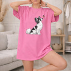 Cute Dog with Butterfly Graphic Pink Casual Shirt