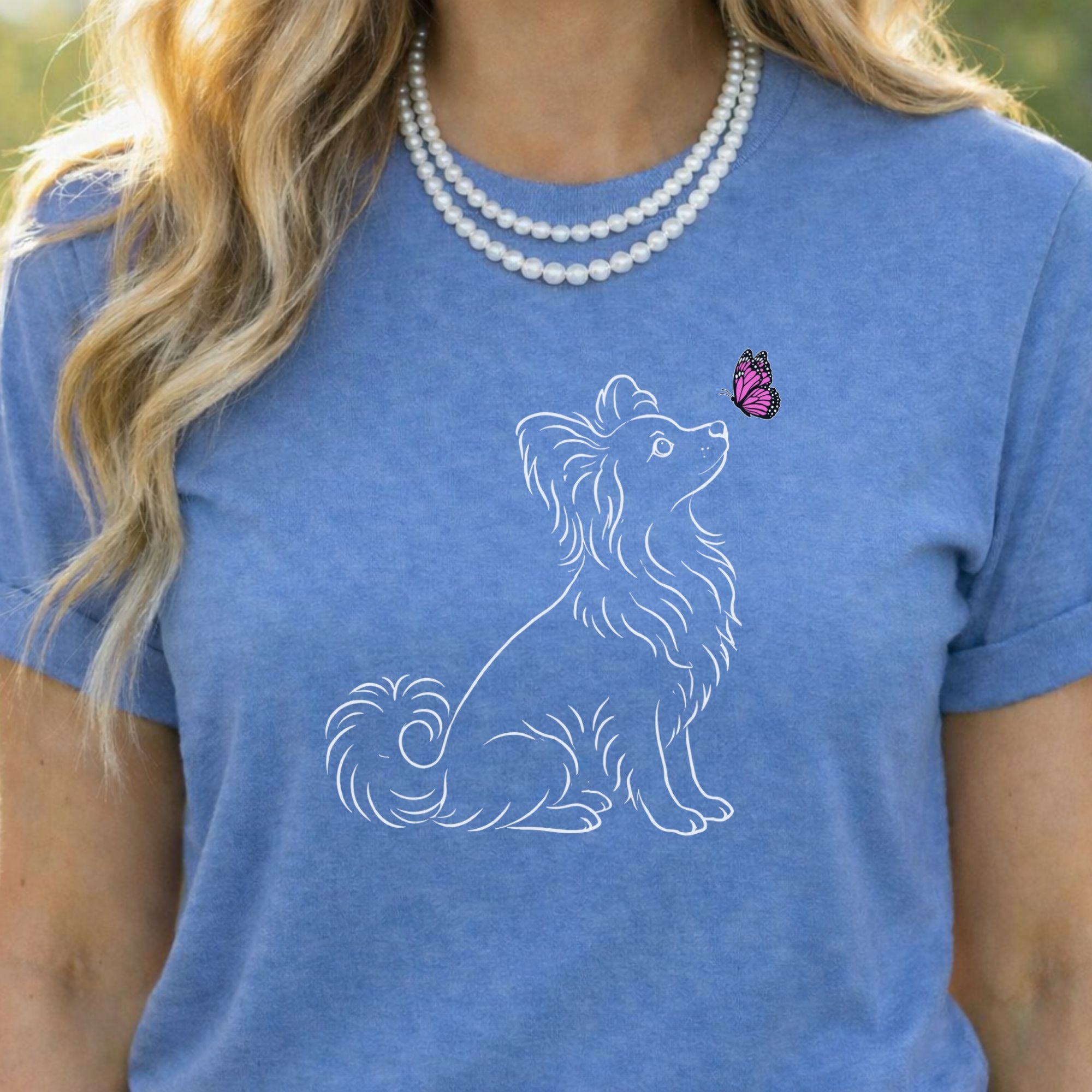 Cute Dog and Butterfly Graphic Women's Shirt