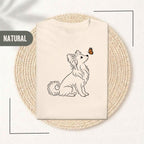 Cute Dog and Butterfly Design Natural Shirt