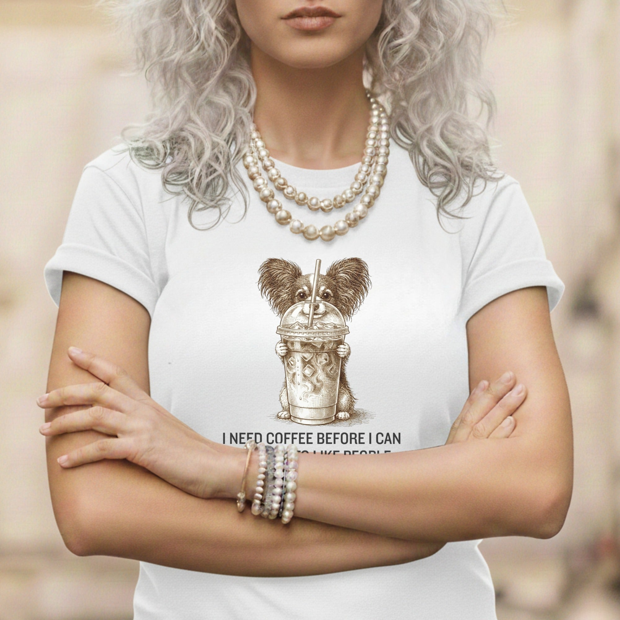 I Need Coffee Before I Can Dog Cartoon T-Shirt