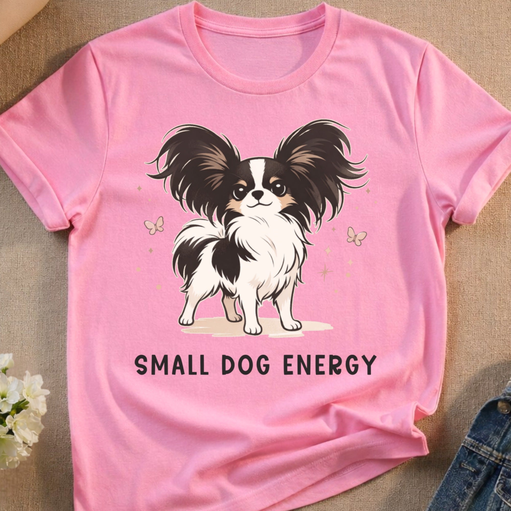 Pink Cute Papillon dog Small Dog Energy design product type