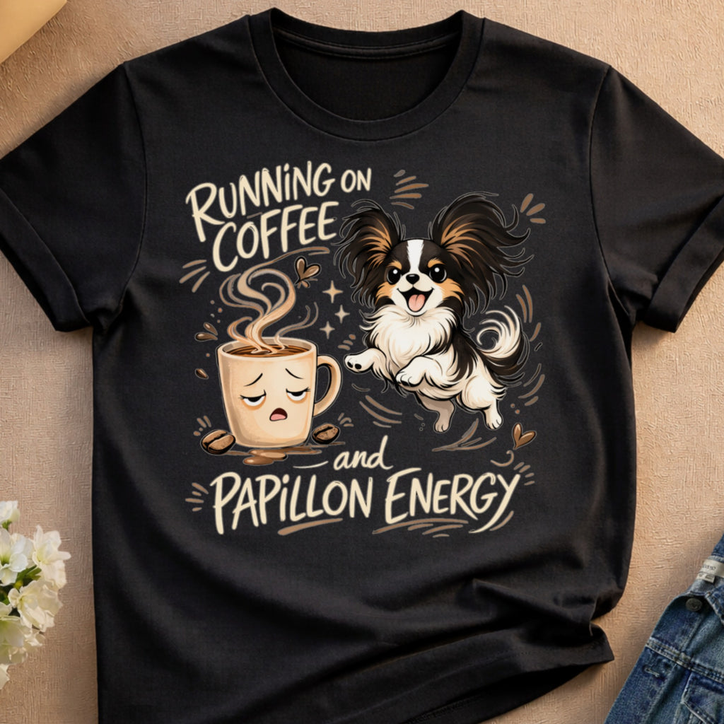 RUNNING ON COFFEE and PAPILLON ENERGY t-shirt