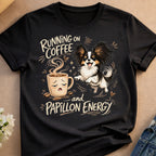 RUNNING ON COFFEE and PAPILLON ENERGY t-shirt