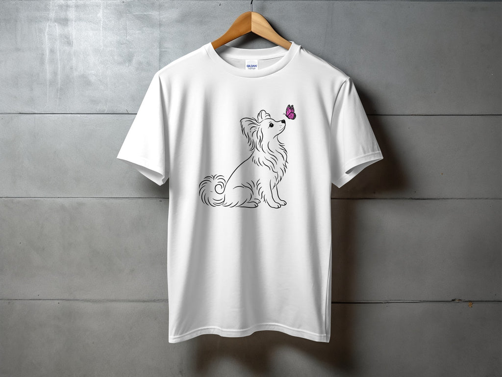 Cute Dog and Butterfly Graphic Design T-Shirt