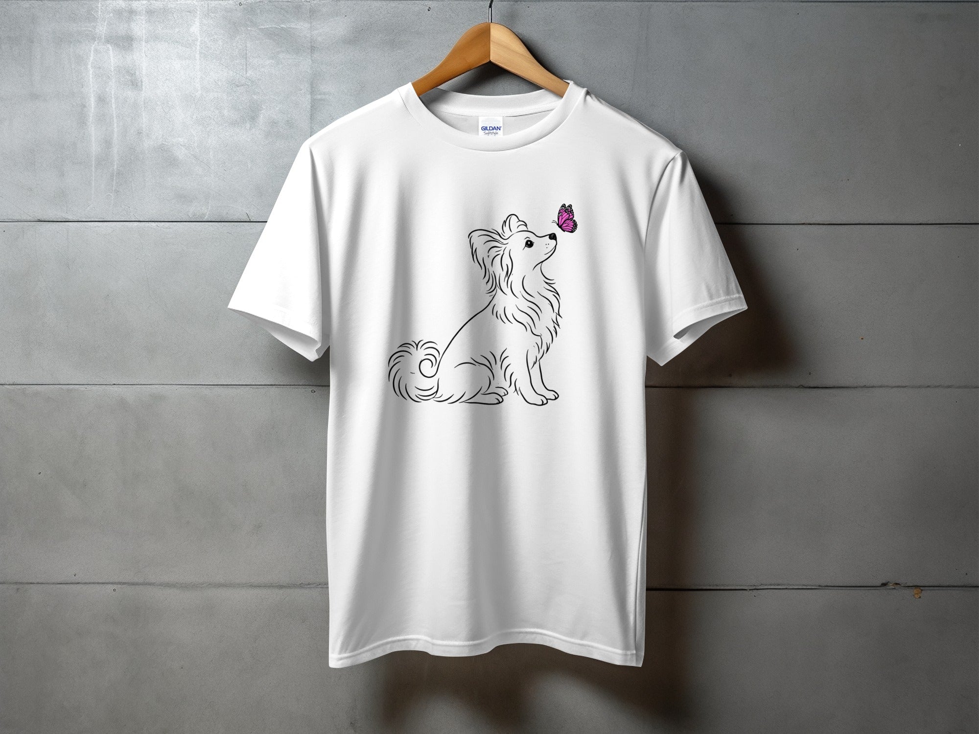 Cute Dog and Butterfly Graphic Design T-Shirt