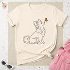 Cute Dog Illustration with Butterfly T-shirt