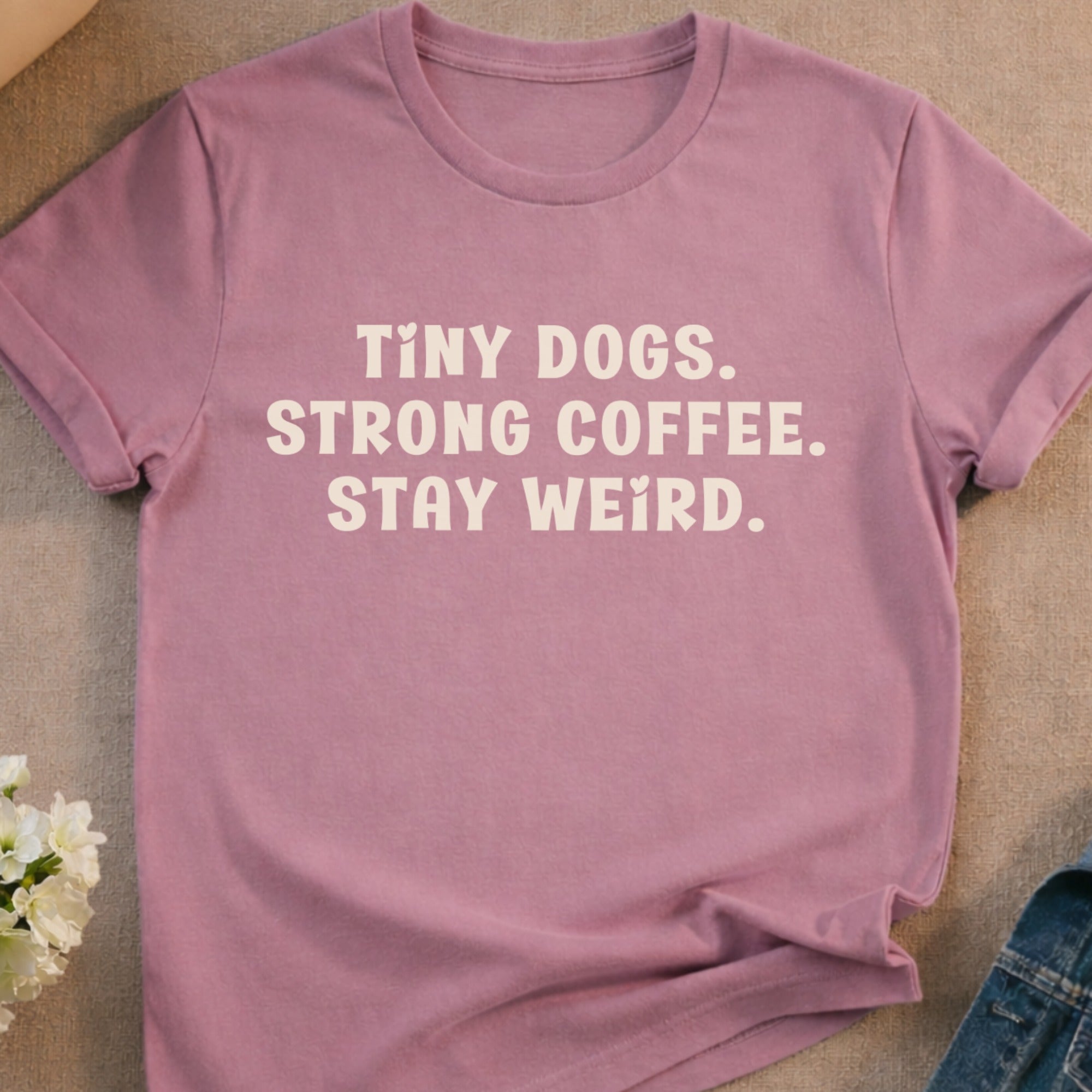 Tiny Dogs Strong Coffee Stay Weird Lilac product type