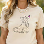 Cute Dog with Butterfly Design Women's T-shirt