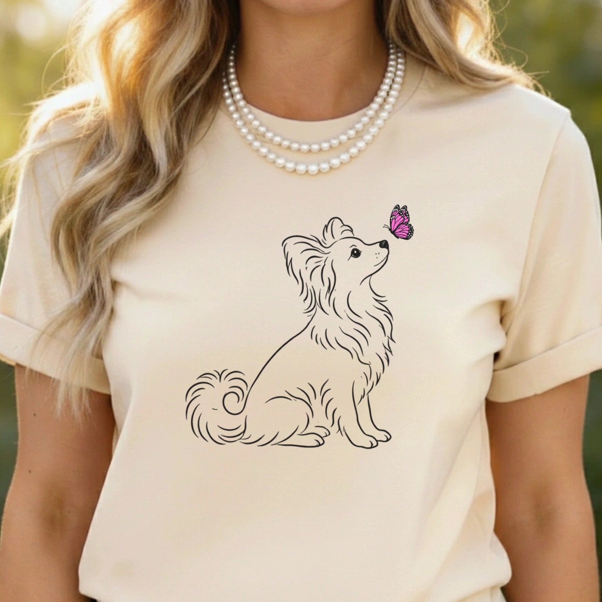 Cute Dog with Butterfly Design Women's T-shirt