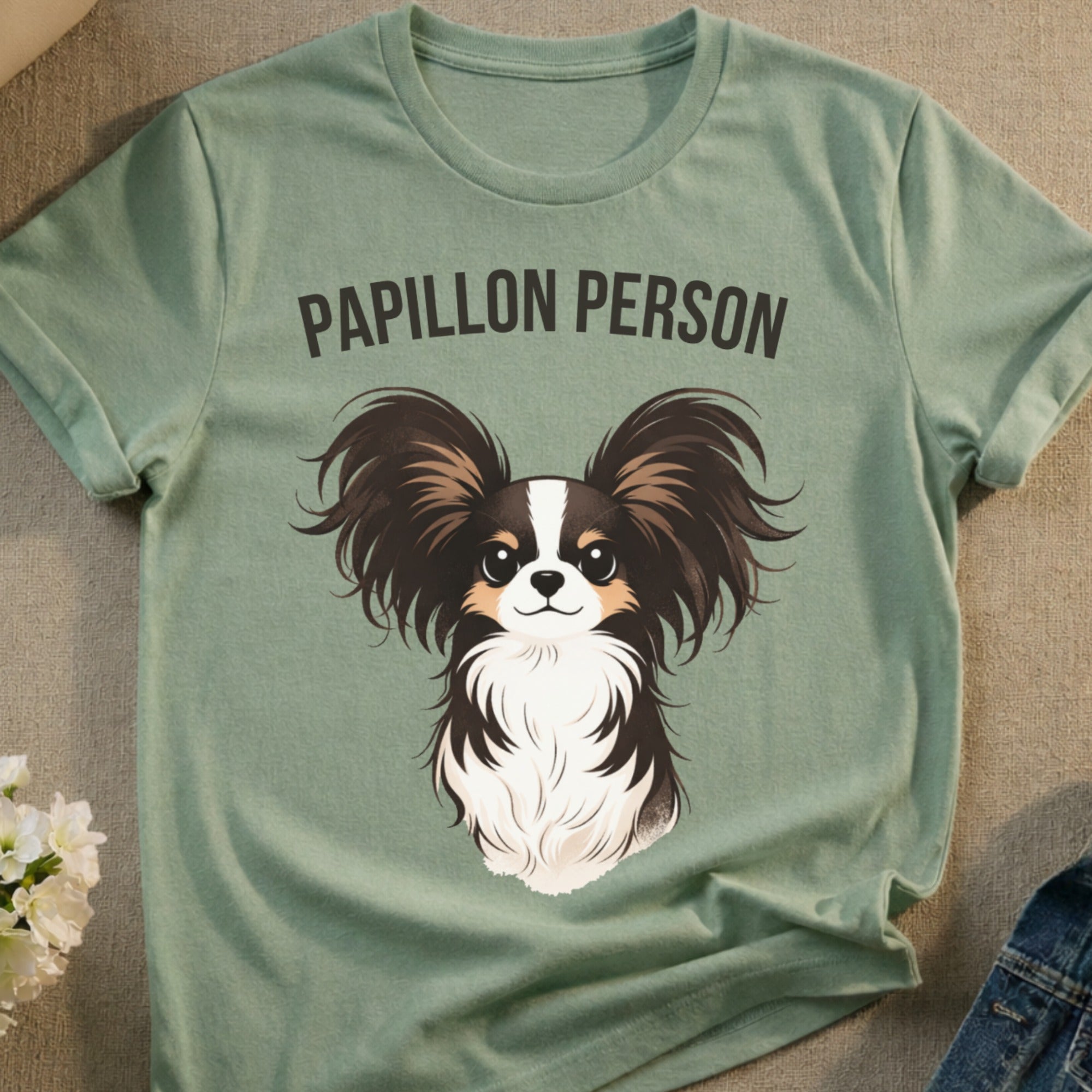 Papillon Person Cute Papillon Dog Illustration Light Green product type