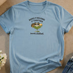 Light blue t-shirt with cartoon dogs and cats in a glass, "Barely Holding It Together" text.